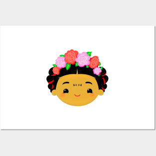 Cute Chibi Kawaii Mexican Flower Girl Posters and Art